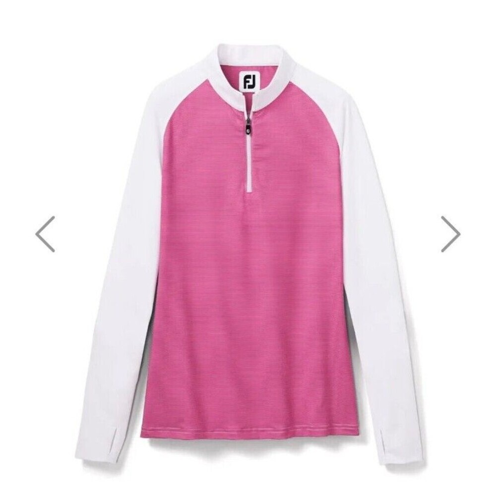 FootJoy Golf 1/4 Zip Pullover Pink Striped Size Large